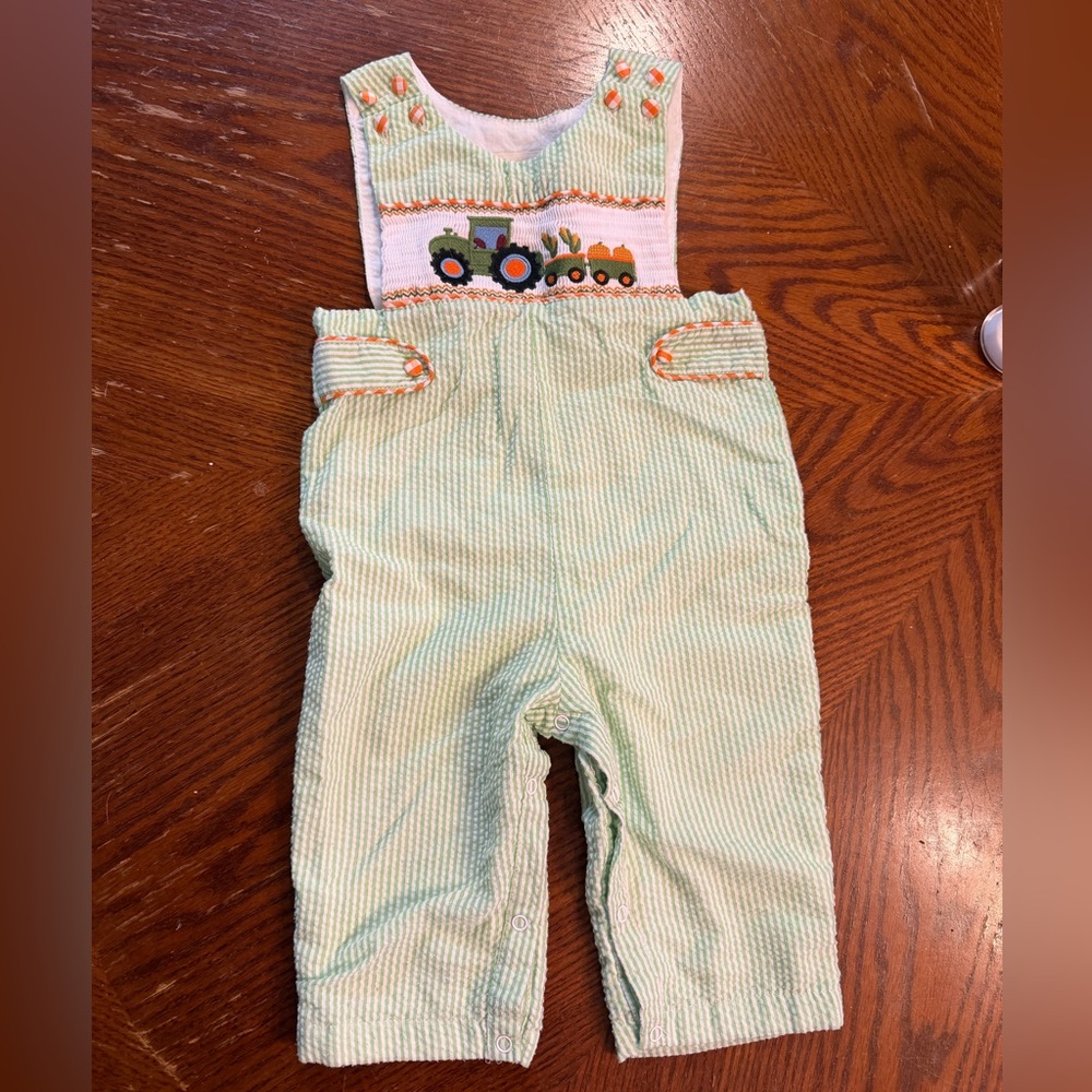 Lil Cactus Pumpkin Tractor Smocked Romper | 12–18M